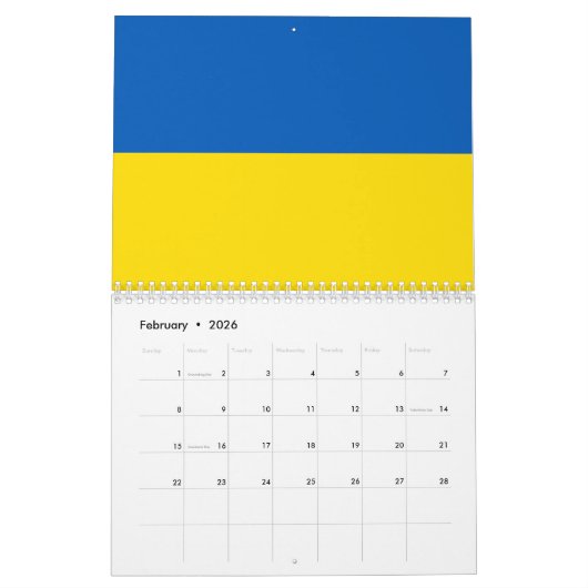 Oekraïne vlag blauw en geel patriottisch modern kalender (Feb 2026)