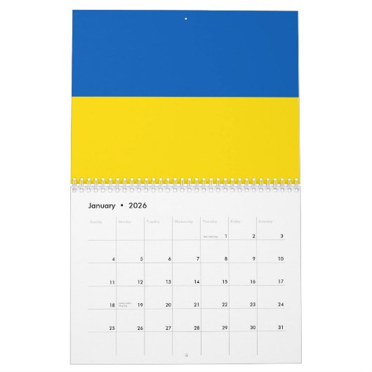 Oekraïne vlag blauw en geel patriottisch modern kalender (Jan 2026)