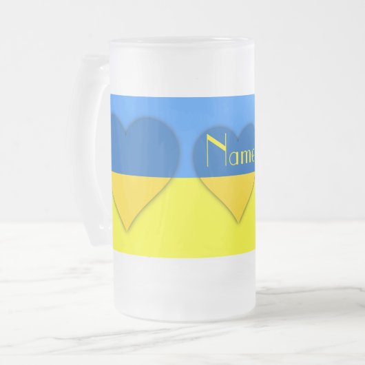 Oekraïne Vlag Blauw Geel Thunder_Cove Matglas Bierpul (Voorkant links)