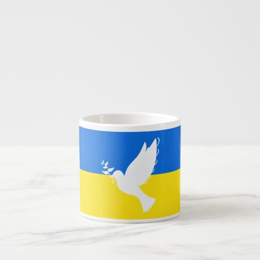 Oekraïne Vlag Espresso Cup Dove of Peace - Vrijhei Espresso Kop (Voorkant)