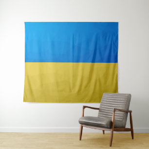 Oekraïne vlag geel blauw geometrisch rooster wandkleed