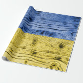 Oekraïne vlag geel blauw houtextuurpatroon cadeaupapier (Uitgerold)