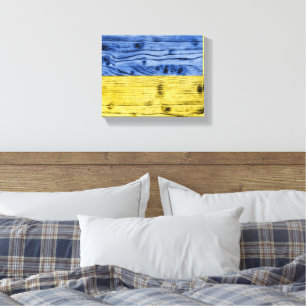 Oekraïne vlag geel blauw houtextuurpatroon canvas afdruk