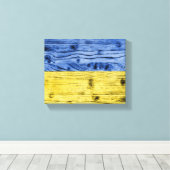 Oekraïne vlag geel blauw houtextuurpatroon canvas afdruk (Insitu (Houten vloer))