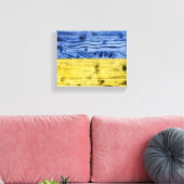 Oekraïne vlag geel blauw houtextuurpatroon canvas afdruk (Insitu (Woonkamer))