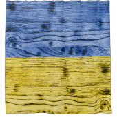 Oekraïne vlag geel blauw houtextuurpatroon douchegordijn (Voorkant)