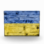 Oekraïne vlag geel blauw houtextuurpatroon fotoblokken (Voorkant)