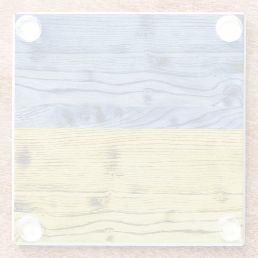 Oekraïne vlag geel blauw houtextuurpatroon glazen onderzetter (Achterkant)