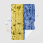 Oekraïne vlag geel blauw houtextuurpatroon golfhanddoek (Insitu)
