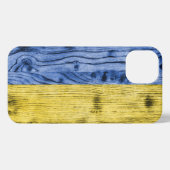 Oekraïne vlag geel blauw houtextuurpatroon iPhone hoesje (Achterkant horizontaal)