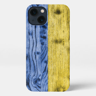 Oekraïne vlag geel blauw houtextuurpatroon iPhone 13 hoesje