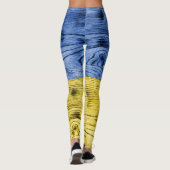 Oekraïne vlag geel blauw houtextuurpatroon leggings (Achterkant)
