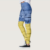 Oekraïne vlag geel blauw houtextuurpatroon leggings (Links)