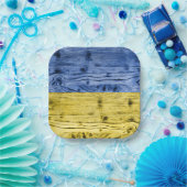 Oekraïne vlag geel blauw houtextuurpatroon papieren bordje (Feest)