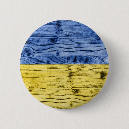 Oekraïne vlag geel blauw houtextuurpatroon ronde button 5,7 cm (Voorkant)