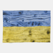 Oekraïne vlag geel blauw houtextuurpatroon theedoek (Horizontaal)
