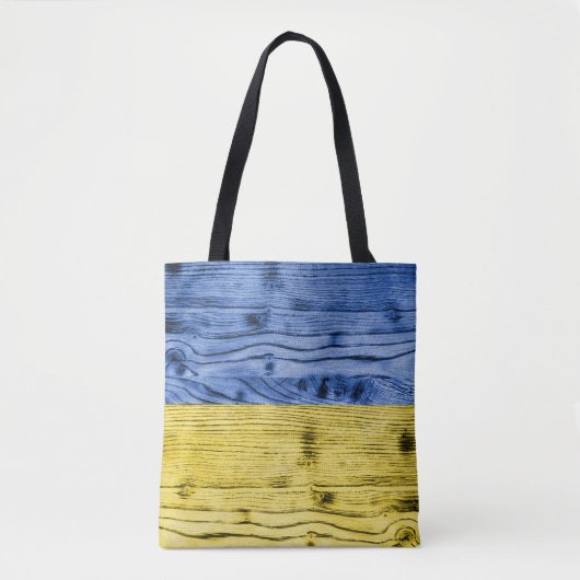 Oekraïne vlag geel blauw houtextuurpatroon tote bag (Voorkant)