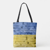 Oekraïne vlag geel blauw houtextuurpatroon tote bag (Achterkant)