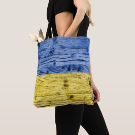 Oekraïne vlag geel blauw houtextuurpatroon tote bag