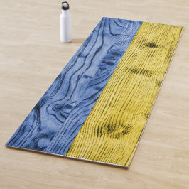 Oekraïne vlag geel blauw houtextuurpatroon yogamat