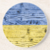 Oekraïne vlag geel blauw houtextuurpatroon zandsteen onderzetter (Voorkant)
