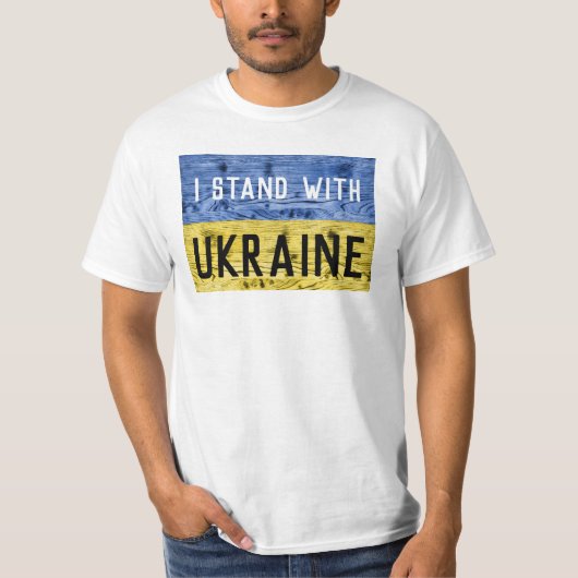 Oekraïne vlag gele blauwe houtextuur aangepaste te t-shirt (Voorkant)