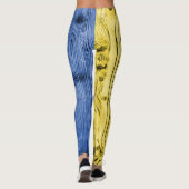 Oekraïne vlag gele blauwe houtextuur patroonlegeri leggings (Achterkant)