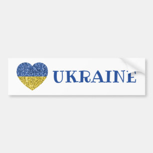Oekraïne vlag glitter faux sparkles Heart met teks Bumpersticker
