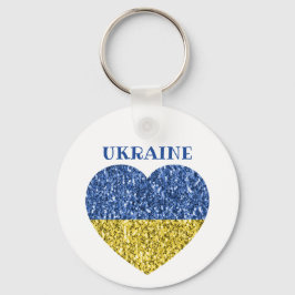 Oekraïne vlag glitter faux sparkles Heart met teks Sleutelhanger