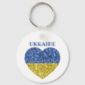 Oekraïne vlag glitter faux sparkles Heart met teks Sleutelhanger (Achterkant)