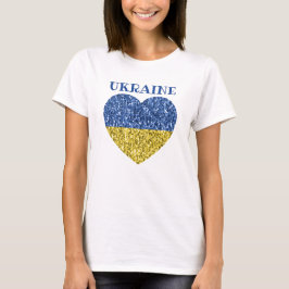 Oekraïne vlag glitter faux sparkles Heart met teks T-shirt