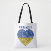 Oekraïne vlag glitter faux sparkles Heart met teks Tote Bag (Voorkant)
