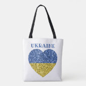 Oekraïne vlag glitter faux sparkles Heart met teks Tote Bag (Achterkant)