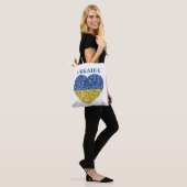 Oekraïne vlag glitter faux sparkles Heart met teks Tote Bag (Op model)