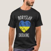 Oekraïne Vlag Hart Boryslav Stad T-shirt (Voorkant)