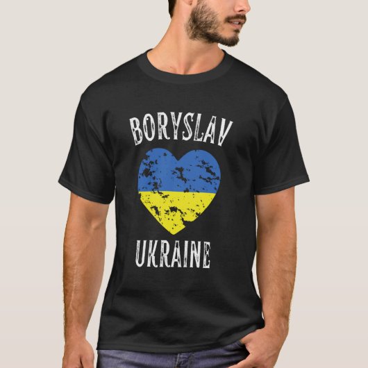 Oekraïne Vlag Hart Boryslav Stad T-shirt (Voorkant)