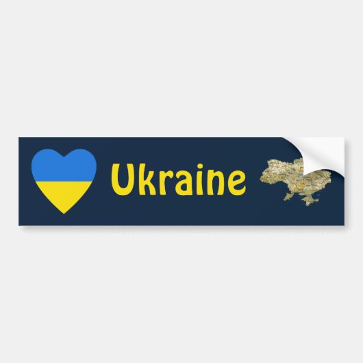 Oekraïne Vlag Hart + Landkaart Bumpersticker (Voorkant)