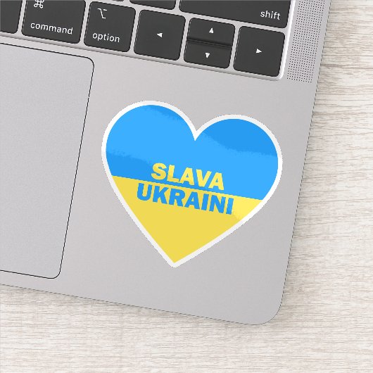 Oekraïne Vlag Hart Slava Oekraïne Sticker (Detail)