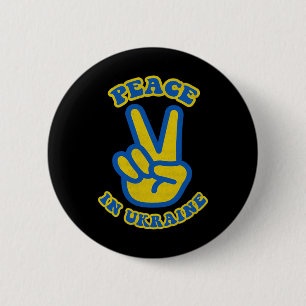 Oekraïne Vlag Kleuren Twee Vingers Vredesteken Vre Ronde Button 5,7 Cm