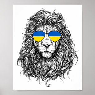 Oekraïne Vlag Leeuw Zonnebril Oekraïne Cadeaus Lie Poster