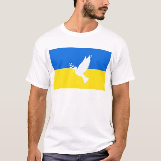 Oekraïne Vlag T-Shirt Dove of Peace (Voorkant)