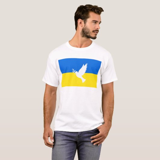 Oekraïne Vlag T-Shirt Dove of Peace (Voorkant volledig)