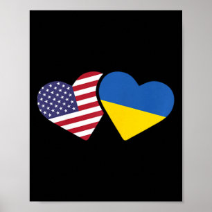 Oekraïne Vlag T-shirt Hart Oekraïense Amerikanen Poster