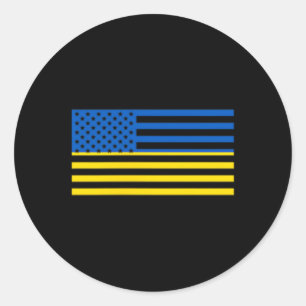 Oekraïne Vlag Verenigde Staten Oekraïens Amerikaan Ronde Sticker
