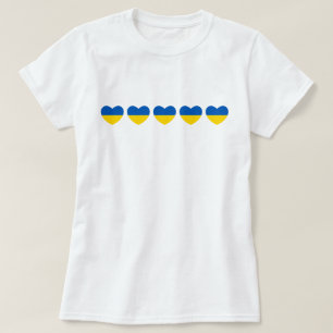 Oekraïne Vlag vijf blauw en geel hart T-shirt