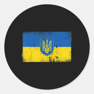 Oekraïne Vlag Vintage Oekraïense Militaire Embleem Ronde Sticker