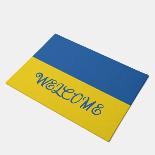 Oekraïne vlag welkom deur mat (Schuin)