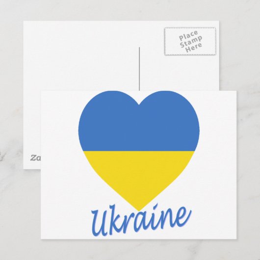 Oekraïne - Vlaggenhart Briefkaart (Voorkant / Achterkant)