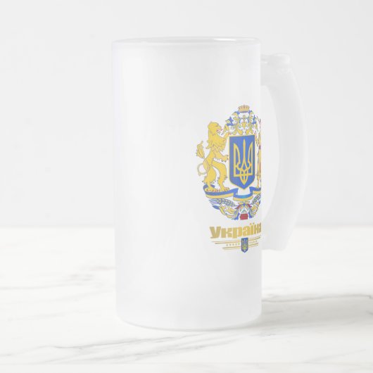 Oekraïne - volledige wapens matglas bierpul (Voorkant rechts)