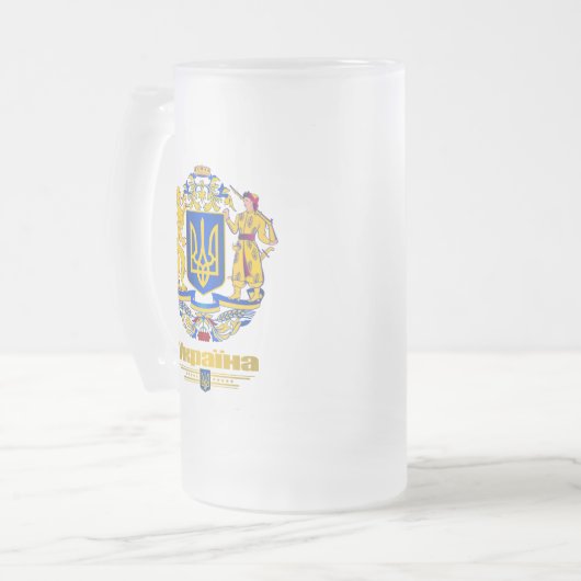 Oekraïne - volledige wapens matglas bierpul (Voorkant links)